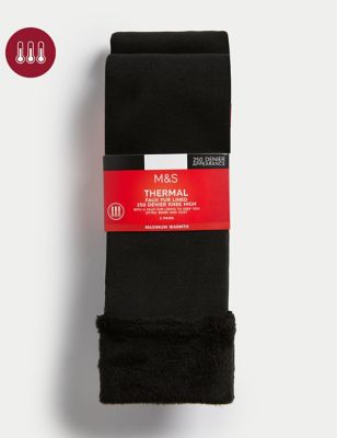 M&S Women's 2pk Thermal Faux Fur Lined Knee High Socks - Black, Black