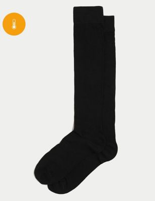M&S Womens 2pk Thermal Heatgentm Seamless Toes Knee High Socks - 3-5 - Black, Black