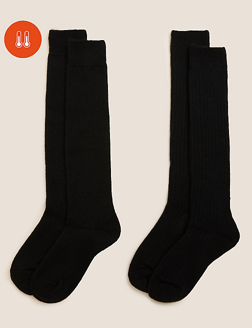 Marks And Spencer Womens M&S Collection 2pk Thermal Knee High Socks - Black, Black