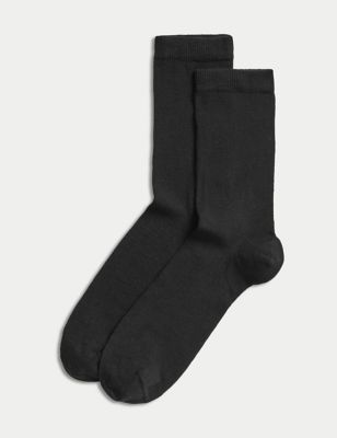 Autograph Womens 2pk Socks with Cashmere - 3-5 - Black, Black