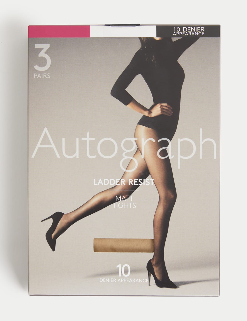 3pk 10 Denier Ladder Resist Matt Tights image 2