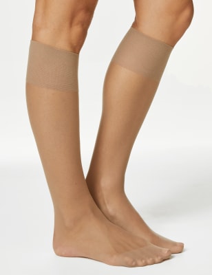 Autograph Womens 5pk 10 Denier Ladder Resist Matt Knee Highs - WIDE - Opaline, Opaline,Pale Opaline,