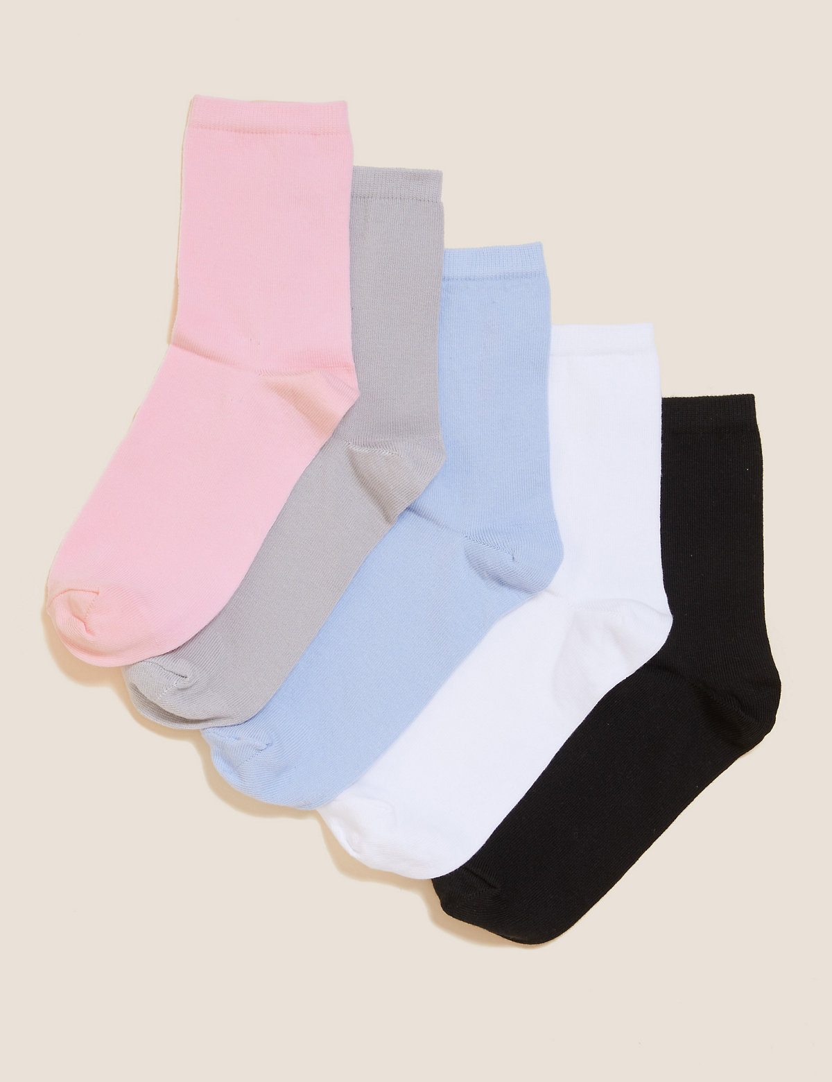 5 Pack Cotton Rich Ankle High Socks