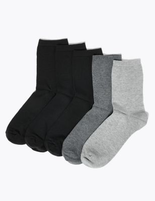 5 Pack Cotton Rich Ankle High Socks - OM