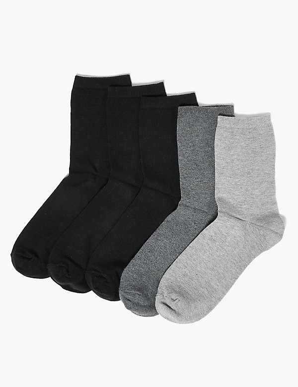 5 Pack Cotton Rich Ankle High Socks - QA
