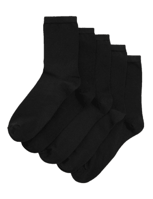 

Womens M&S Collection 5 Pack Cotton Rich Ankle High Socks - Black, Black