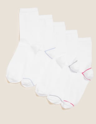 

Womens M&S Collection 5 Pack Cotton Rich Ankle High Socks - White Mix, White Mix