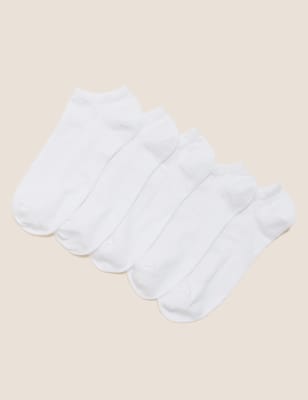 

M&S Collection Pack de 5 pares de calcetines Trainer Liners™ de algodónWomens - White, White
