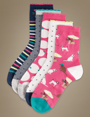 5 Pair Pack Sumptuously Soft Ankle High Socks | M&S Collection | M&S