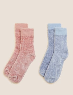 

Womens M&S Collection 2pk Recycled Velvet Cosy Socks - Pink Mix, Pink Mix