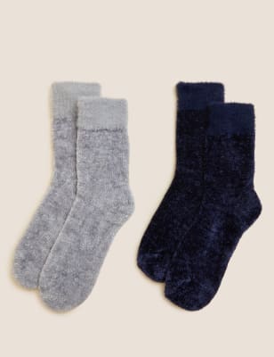 

M&S Collection Pack de 2 pares de calcetines abrigados de terciopelo reciclado térmicosWomens - Mid Grey, Mid Grey