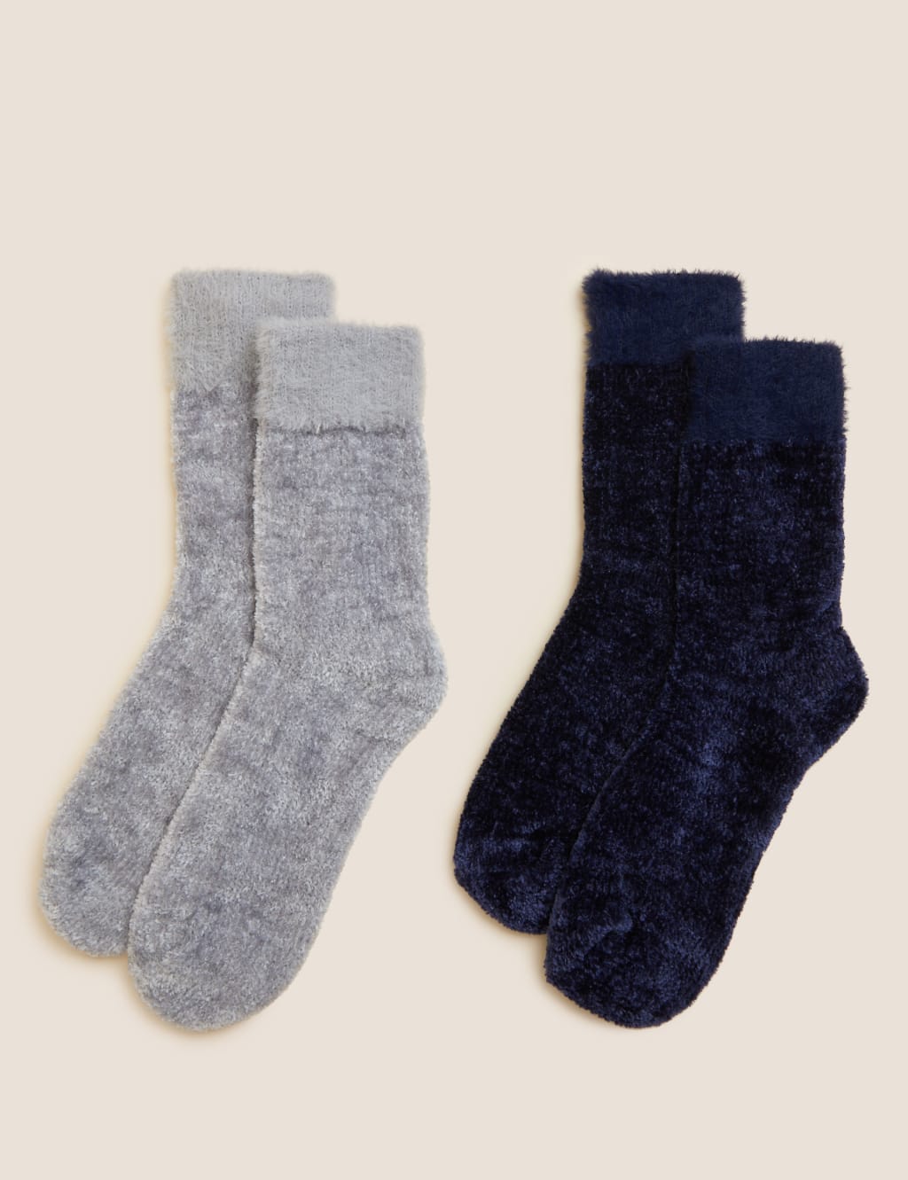 2pk Recycled Velvet Cosy Socks