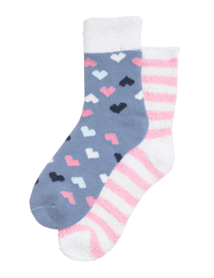 

Womens M&S Collection 2pk Cosy Ankle High Socks - Blue Mix, Blue Mix