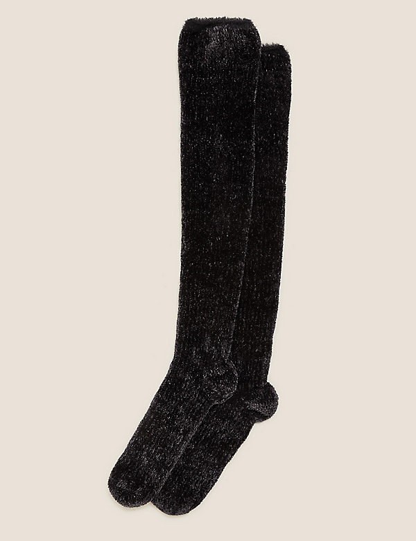 Calcetines abrigados por la rodilla de terciopelo