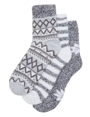 

Womens M&S Collection 3pk Ankle High Socks - Grey Mix, Grey Mix