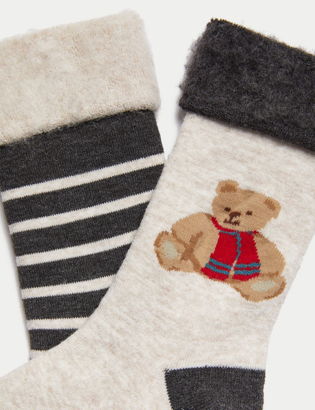 2pk Spencer Bear™ Thermal Slipper Socks image 3