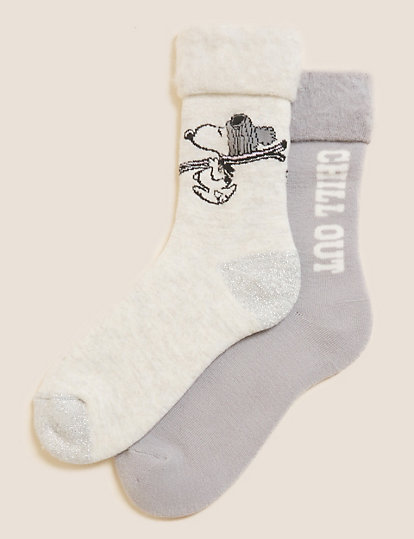 2pk Snoopy™ Cosy Ankle High Socks