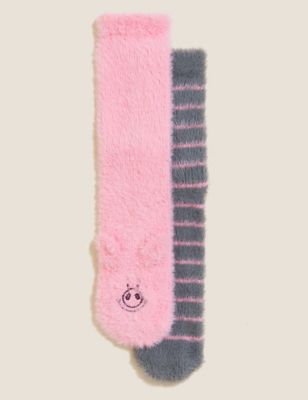 

Womens M&S Collection 2pk Cosy Fur Percy Pig™ Ankle High Socks - Pink Mix, Pink Mix