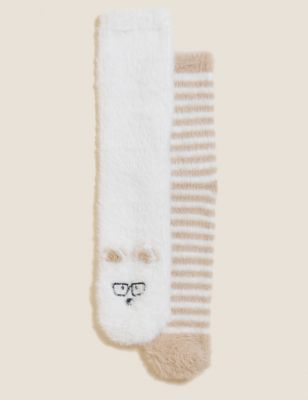 

Womens M&S Collection 2pk Cosy Fur Dog Ankle High Socks - White Mix, White Mix