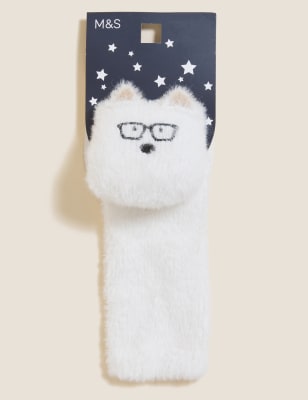 

Womens M&S Collection Calcetines abrigados por el tobillo con pelito y diseño de perro - White Mix, White Mix