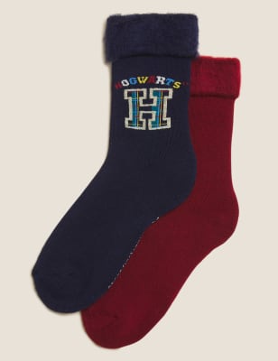 

Womens M&S Collection 2er-Pack knöchelhohe Socken aus kuscheligem Fell mit Harry Potter™-Motiv - Navy Mix, Navy Mix