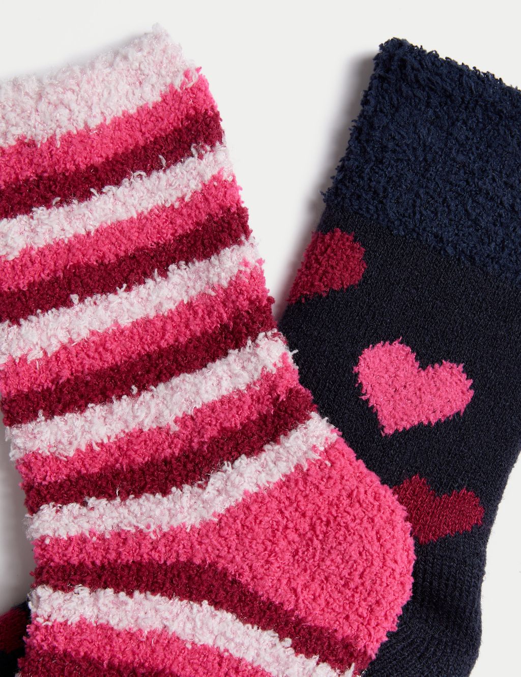 2pk Recycled Thermal Cosy Heart & Striped Socks image 2