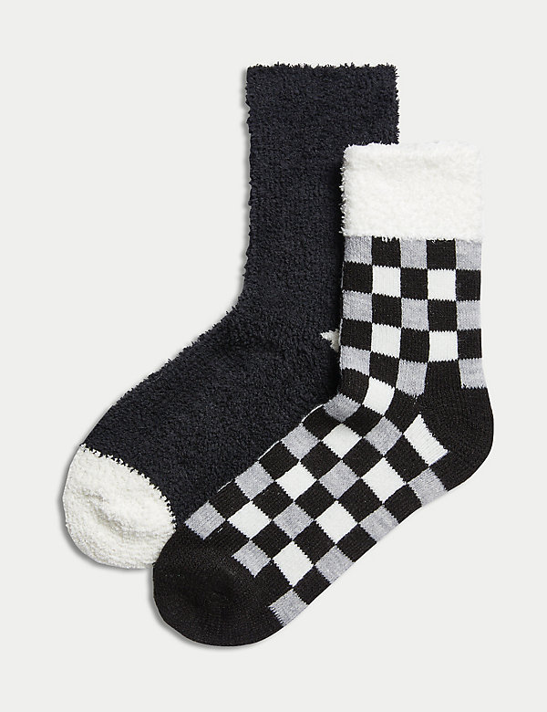 2pk Thermal Recycled Check Cosy Socks - OM