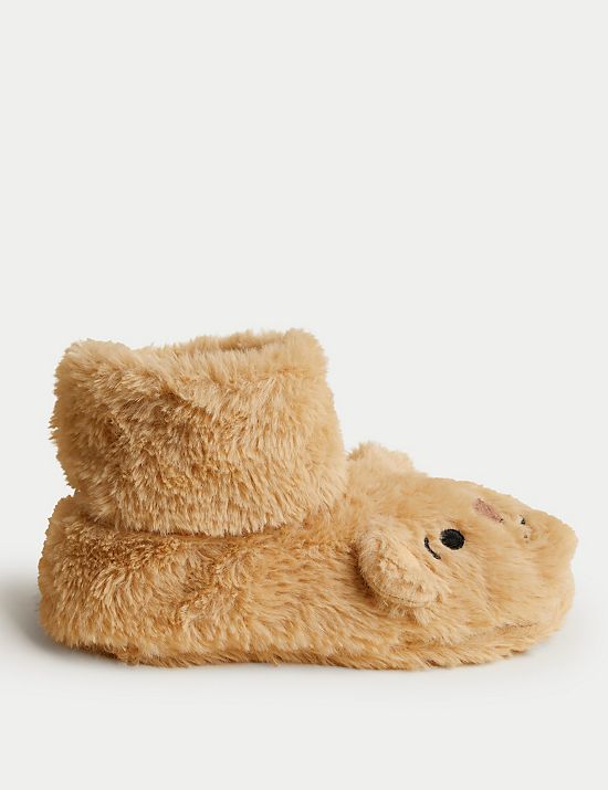 Faux Fur Spencer Bear Slipper Socks
