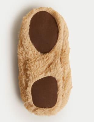 Faux Fur Spencer Bear Thermal Slipper Socks