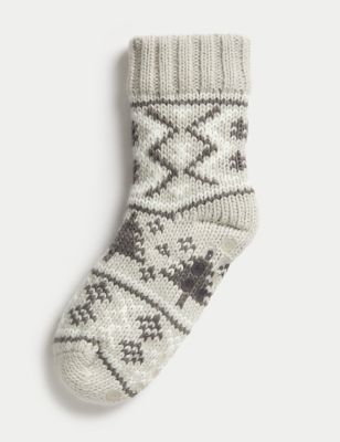 Fair Isle Christmas Tree Slipper Socks