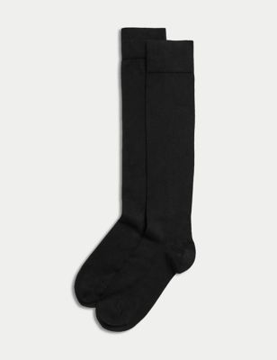 M&S Womens 2pk Soft Knee High Socks - 3-5 - Black, Black,Grey