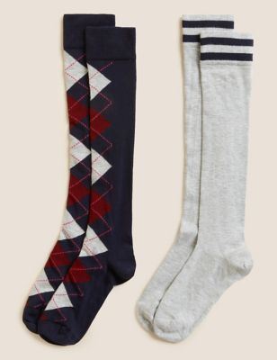 

Womens M&S Collection 2pk Assorted Knee High Socks - Navy Mix, Navy Mix