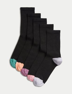 M&S Womens 5pk Sumptuously Softtm Ankle Socks - 3-5 - Black Mix, Black Mix
