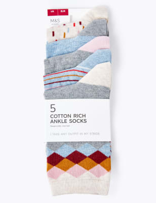 Lot de 5&nbsp;paires de chaussettes hauteur cheville &agrave; motif &eacute;cossais en coton