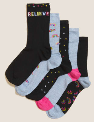 

M&S Collection Pack de 5 pares de calcetines tobilleros Sumptuously Soft™Womens - Denim Mix, Denim Mix