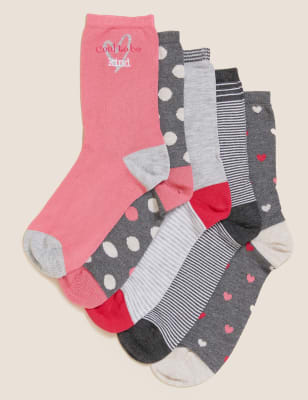 

Womens M&S Collection 5er-Pack knöchelhohe Socken mit nahtlosen Zehen - Pink Mix, Pink Mix