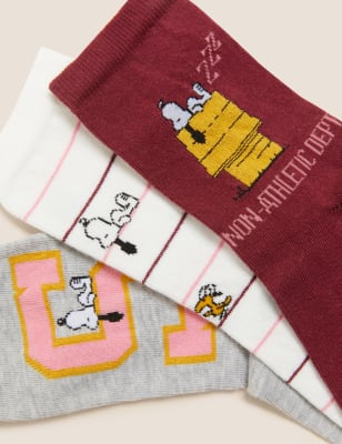 

M&S Collection Pack de 5 pares de calcetines tobilleros de algodón de Snoopy™Womens - Grey Mix, Grey Mix