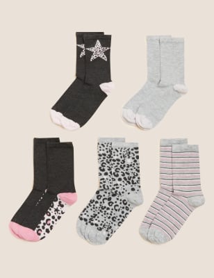 

Womens M&S Collection 5pk Patterned Ankle High Socks - Grey Mix, Grey Mix