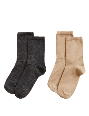 

Womens M&S Collection 2pk Sumptuously Soft™ Sparkle Ankle High Socks - Navy Mix, Navy Mix