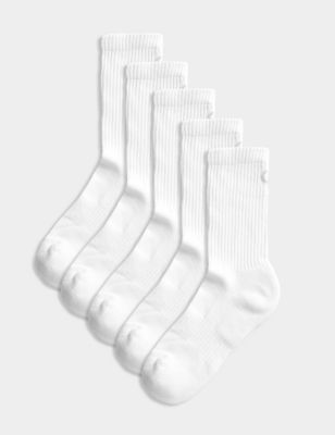 

Womens Goodmove 5pk Cotton Rich Cushioned Crew Socks - White, White