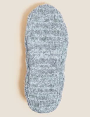 Cable Knit Faux Fur Slipper Socks