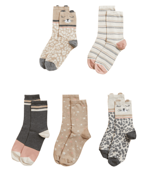 

Womens M&S Collection 5pk Patterned Ankle High Socks - Oatmeal Mix, Oatmeal Mix