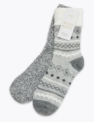 Lot de 2&nbsp;paires de chaussettes douces &agrave; motif jacquard