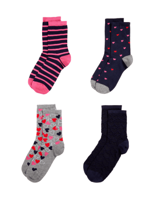 

M&S Collection Pack de 4 pares de calcetines tobilleros Sumptuously Soft™Womens - Navy Mix, Navy Mix