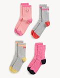 4er-Pack knöchelhohe Socken aus Baumwollmischung „Happy“