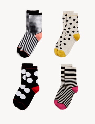 

Womens M&S Collection 4pk Sumptuously Soft™ Ankle High Socks - Black Mix, Black Mix