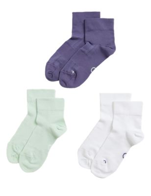 Goodmove Womens 3pk Recycled Ankle High Socks - 3-5 - Green Mix, Green Mix,White Mix