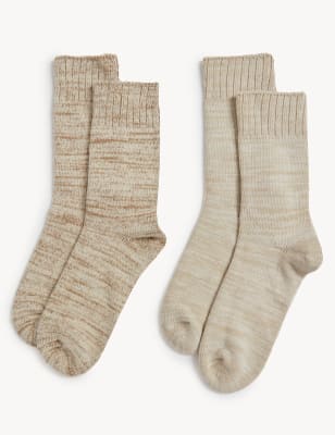 

Womens M&S Collection 2pk Cotton Rich Boot Socks - Natural Mix, Natural Mix