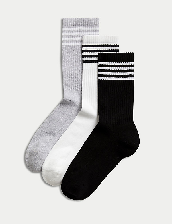 3pk Cotton Blend Ankle High Socks - CZ