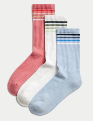 Goodmove Women's 3pk Cotton Blend Ankle High Socks - 6-8 - White Mix, White Mix,Black Mix